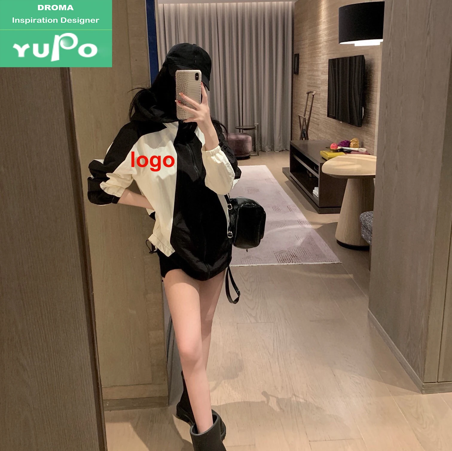 Droma vip link contact us 1 in 1 famous logo print fashion zipper fast shipping ladies sports baseball jacket
