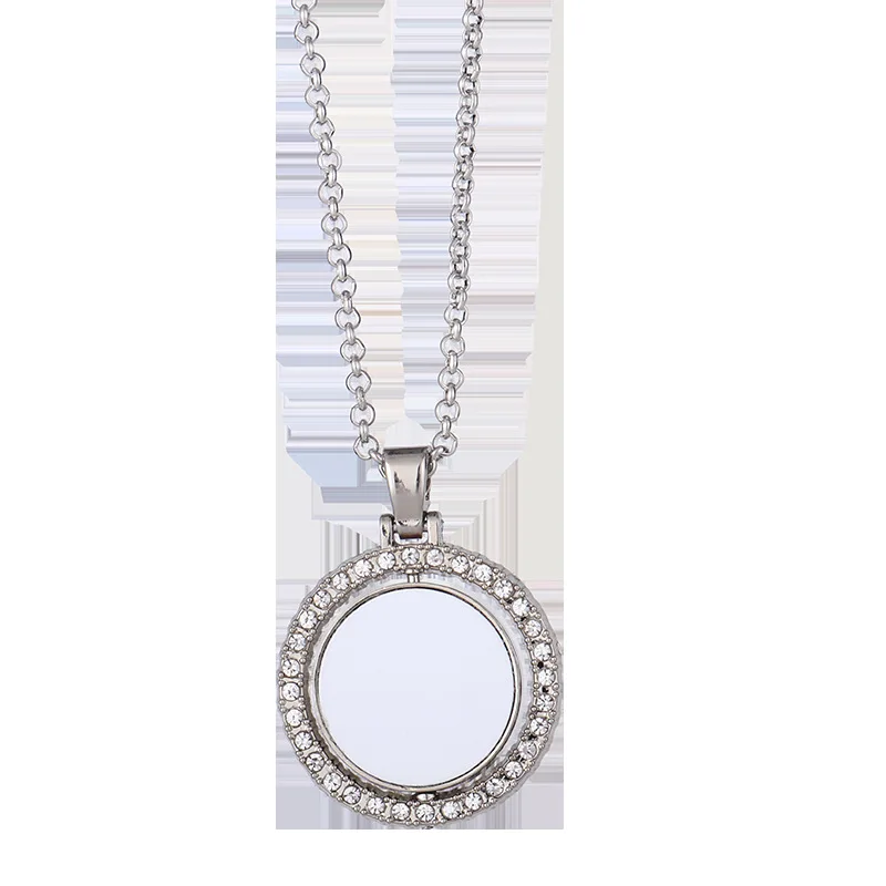 Sublimation Blanks Round Necklace With Diamonds For Family Love Gifts
