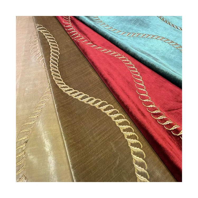 High Quality Sofa Embroidered Arab Velvet Fabric Plain 100% Polyester Moroccan Embroidery Velvet Fabric