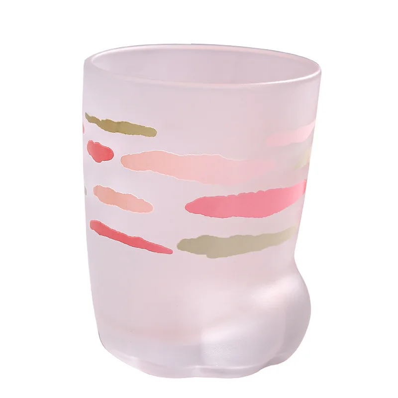 Ins Frosted Glass Lovely Girl Tiger Claw Shaped Cup Coffee Mug Glass Cup for drink