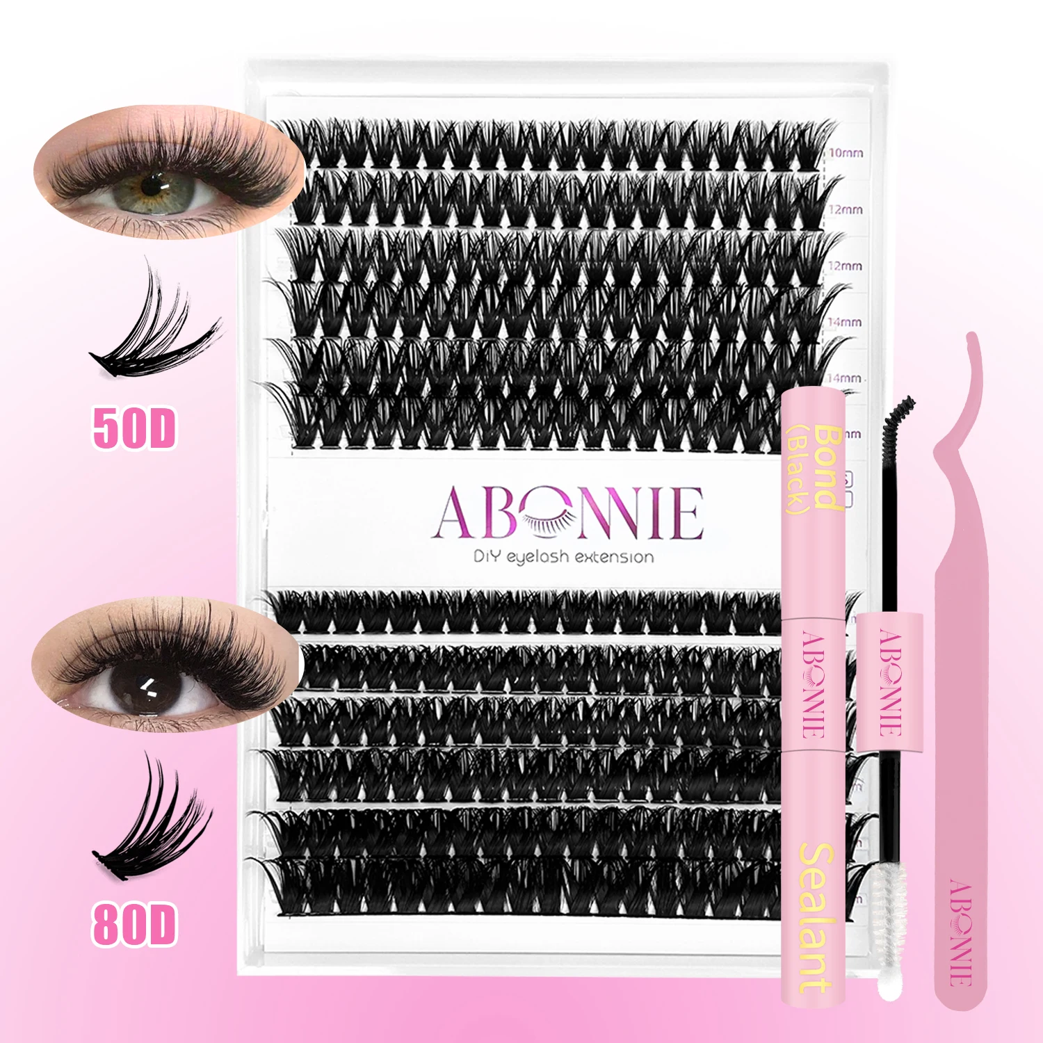 Wholesale Segment Lash Mink Individual Eyelash Cluster Diy Lash Extension Kit Bond And Seal Private Label Diy Cluster Lashes Kit