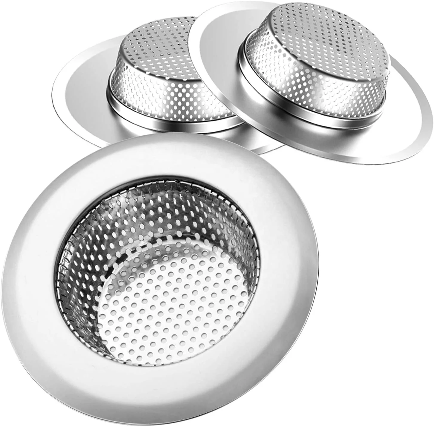 Kitchen Sink Strainer Stainless Steel Drain Filter Strainer with Large Wide Rim