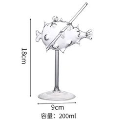 200ML Unique Octopus  Pufferfish Shaped  Martini  Wine Cocktail Glass for Bar