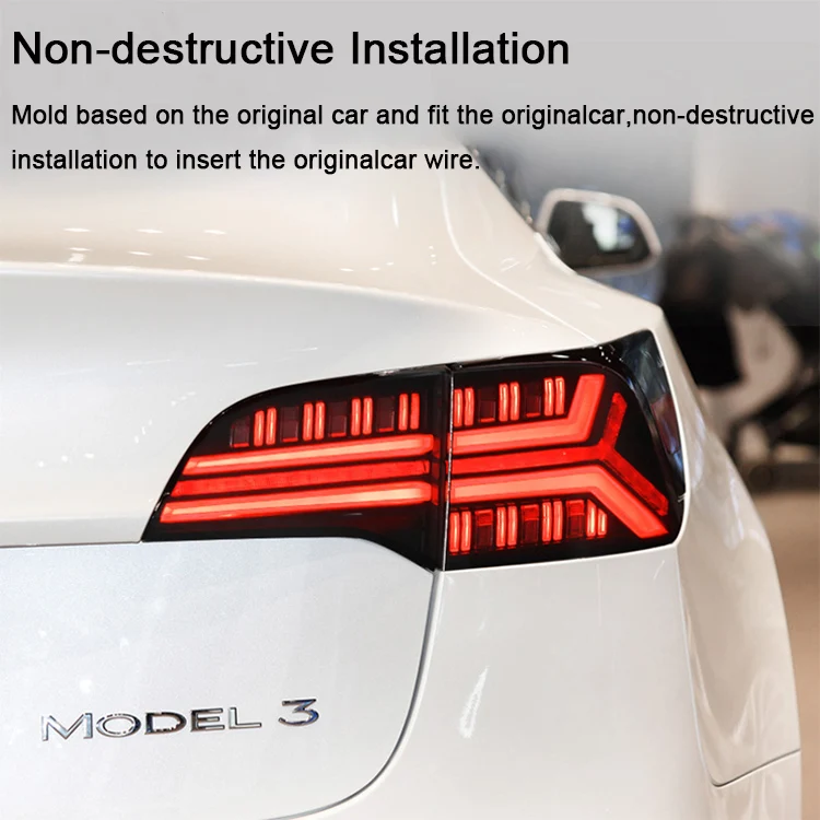 Wholesale Model Y Accessories Car Taillight LED Fishbone Clear Rear Tail Lights For Tesla Model Y