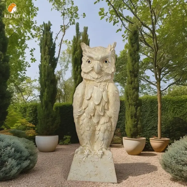 Outdoor Garden Decoration Customized Marble Stone Owl Statues Sculpture for Sale