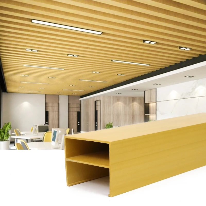 Anti-insect Indoor Baffle Stretch Ceiling Hollow Design WPC Ceiling