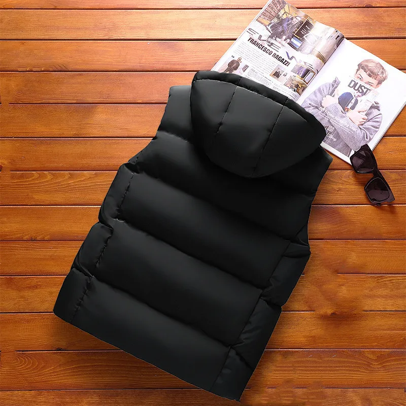 M-6XL Plus Size Men Vest Waistcoats Down Jacket Winter Warmer Coat For Outdoor Hoodies Sleeveless Vest Jacket