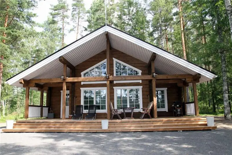 
Timber frame wooden house with big windows log home low cost woodhouse 