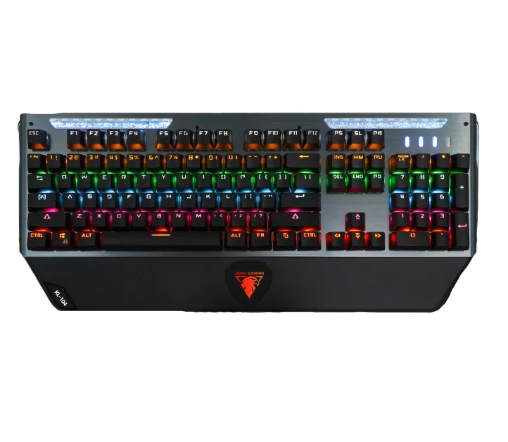 JEDEL KL-104 Laptop Keyboard Rainbow RGB Backlit Quick Response Cyan Switches Mechanical Keyboard with Hand Rest