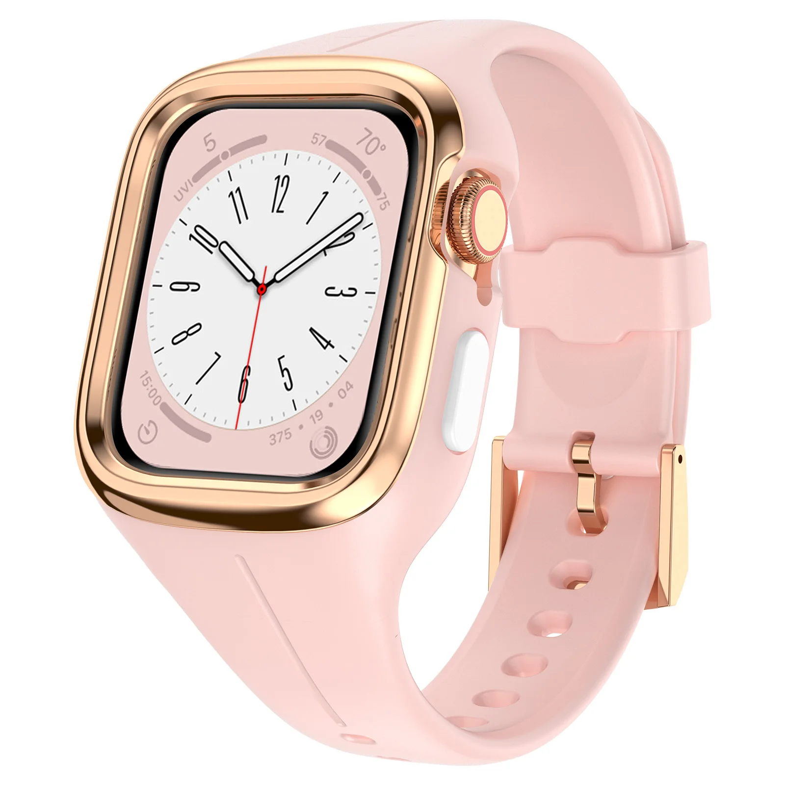 40mm/41mm stainless steel watch case liquid silicone watch band for apple watch for women lady sport straps metal case