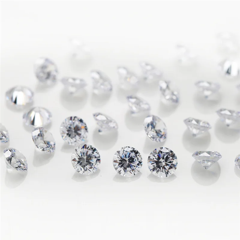 0.7-3mm artificial small diamonds high temperature wax inlaid round white zircon cubic zirconia synthetic zircon