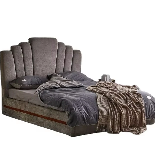 High End Luxury Villa Soft Bed King Queen Double size Gas Lift Storage High Headboard Bed Frame  with Drawer