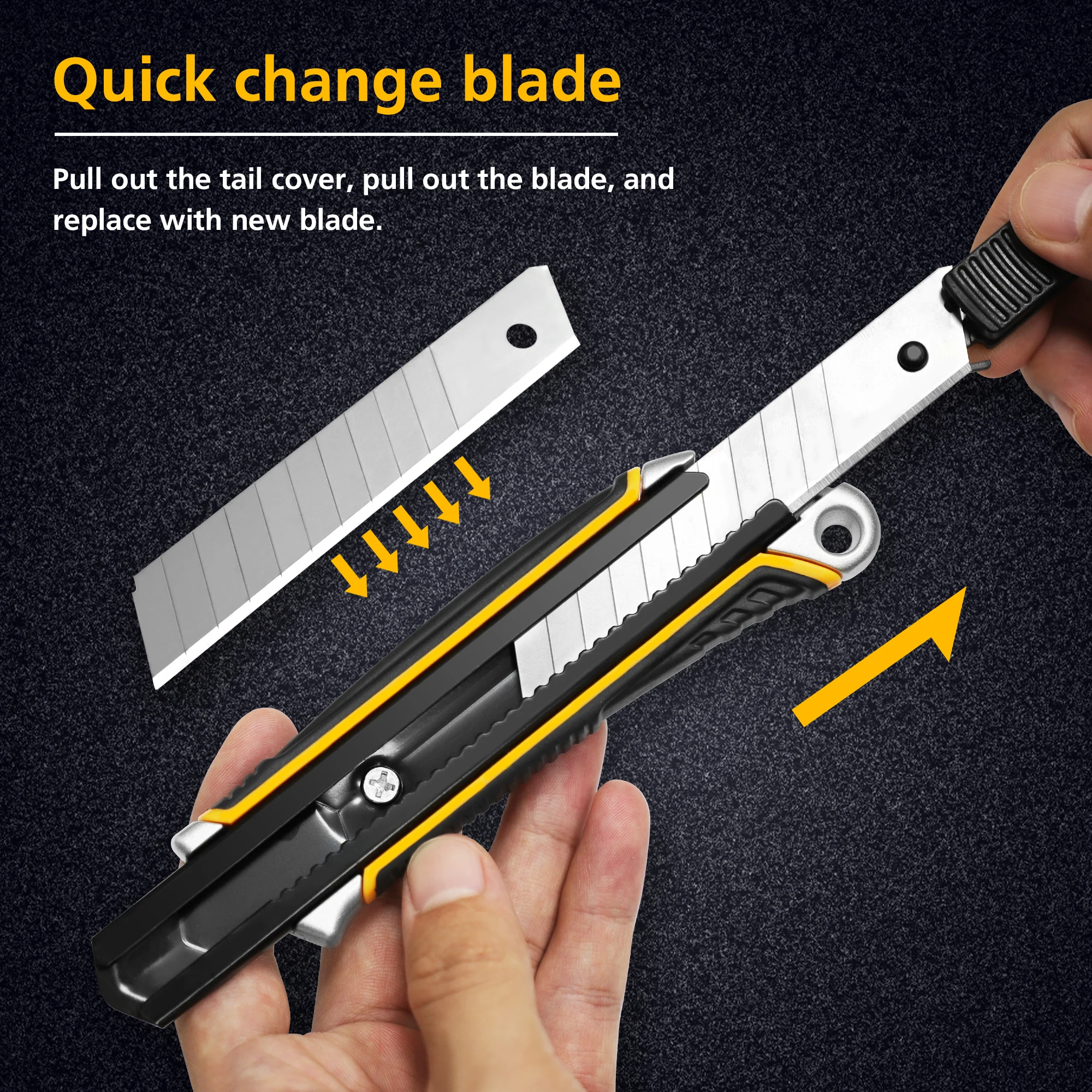 ZY-510 Custom Heavy Duty Aluminium Alloy Handle Utility Knife 18mm Sk2 Snap off Blade Knives Multi-functional Cutter Knife