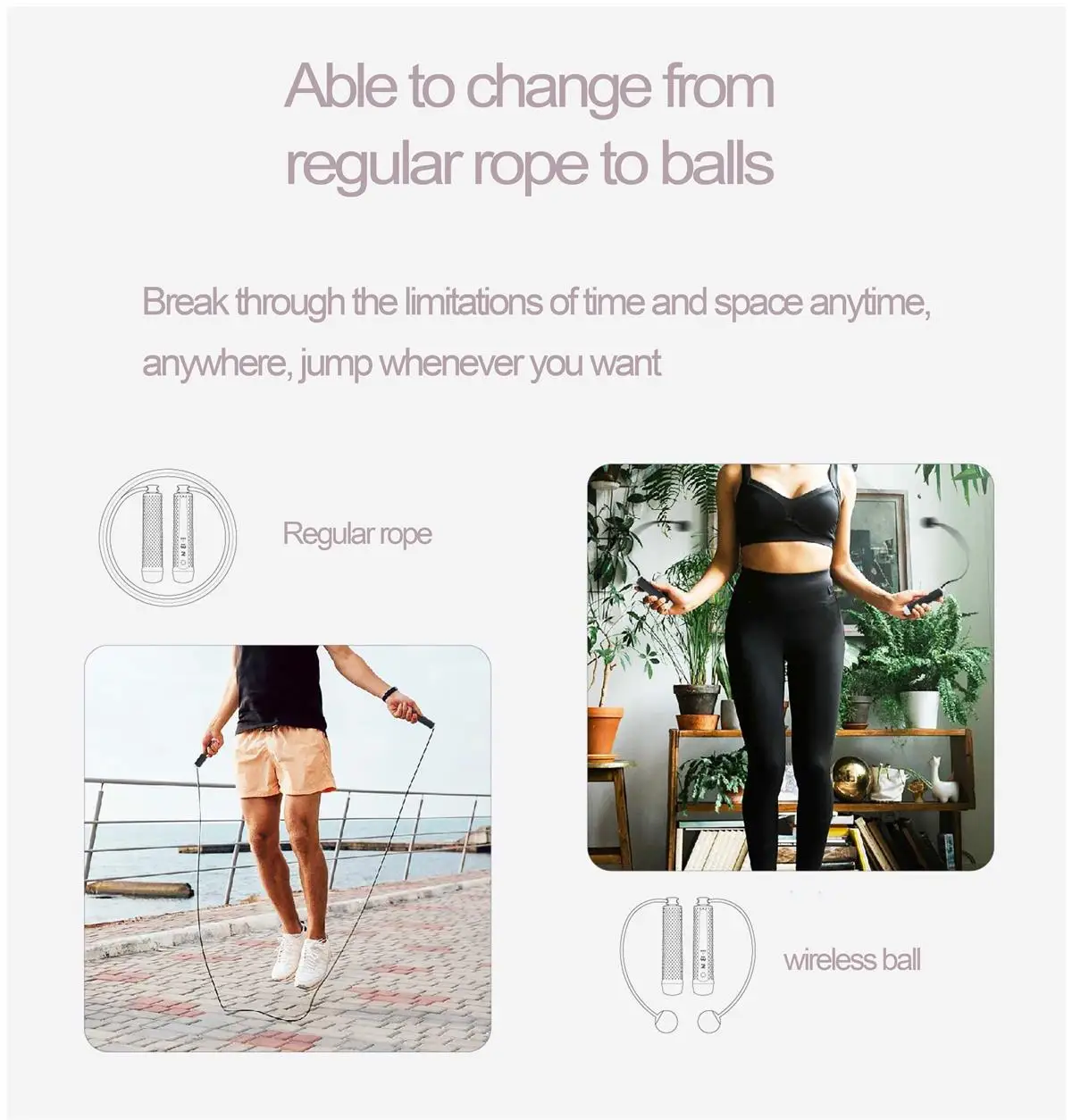 Smart Jump Skip Rope with App  Cordless with counter