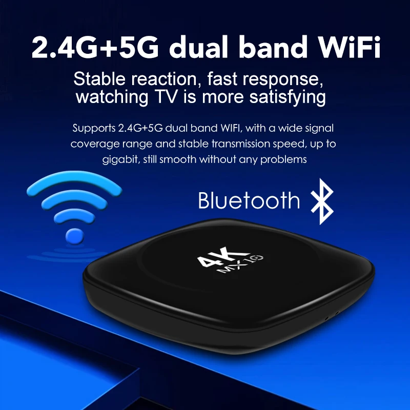 2024 MX10 4K Set Top Box 2.4/5G WIFI With BT voice Remote  S905L2 Smart Tvbox 13 Android Tv Box