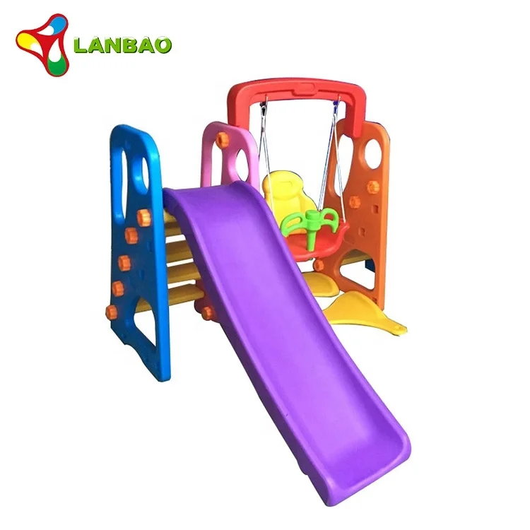 Household combination slide and swing toys indoor kids plastic slide play set for preschool education