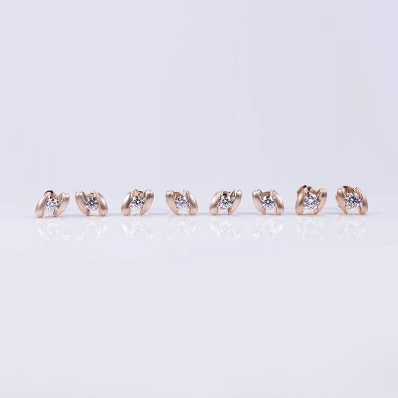 Messi Jewelry MSR-680 14K Rose Gold IGI 1 CTW  Lab Diamond Ear Studs with Satin Finish