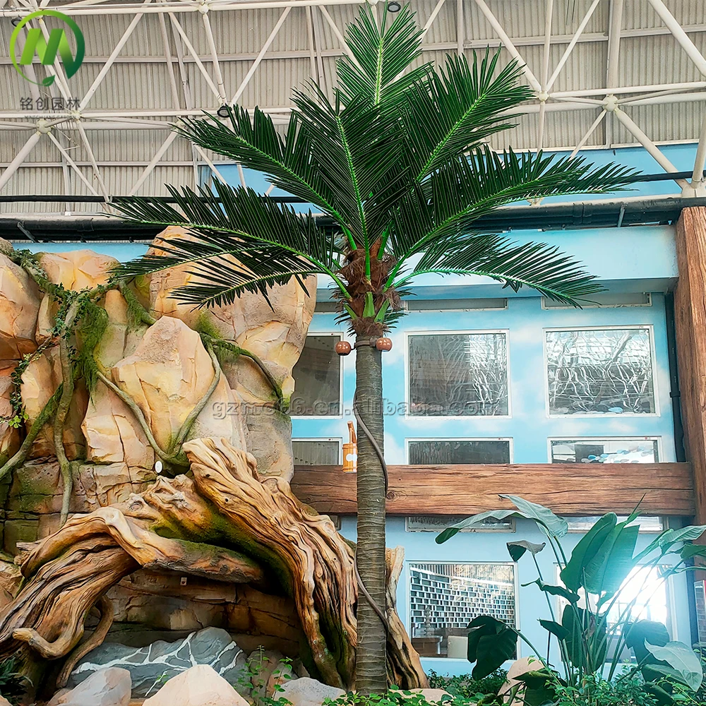 Wholesale Garden Decorative Landscape  Plastic Palm Tree Enduring Topiary Shape Bent Trunk Artificial Coconut Palm Tree