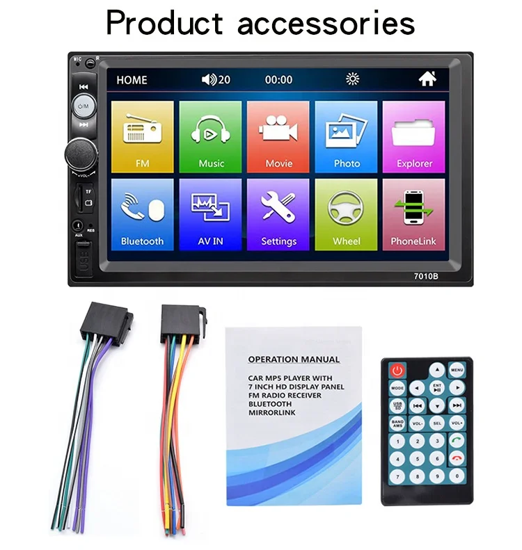 cheaper price 7 inch Car mp5 Player no dvd double 2 din two radio Multimedia Touch Screen Audio Stereo BT NO navigation
