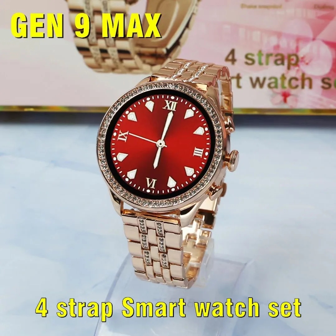 Hot gen9max women smart watch strap set round girls gift package watch+4 colorful straps gen9 gen 9 max smartwatch with 4belt