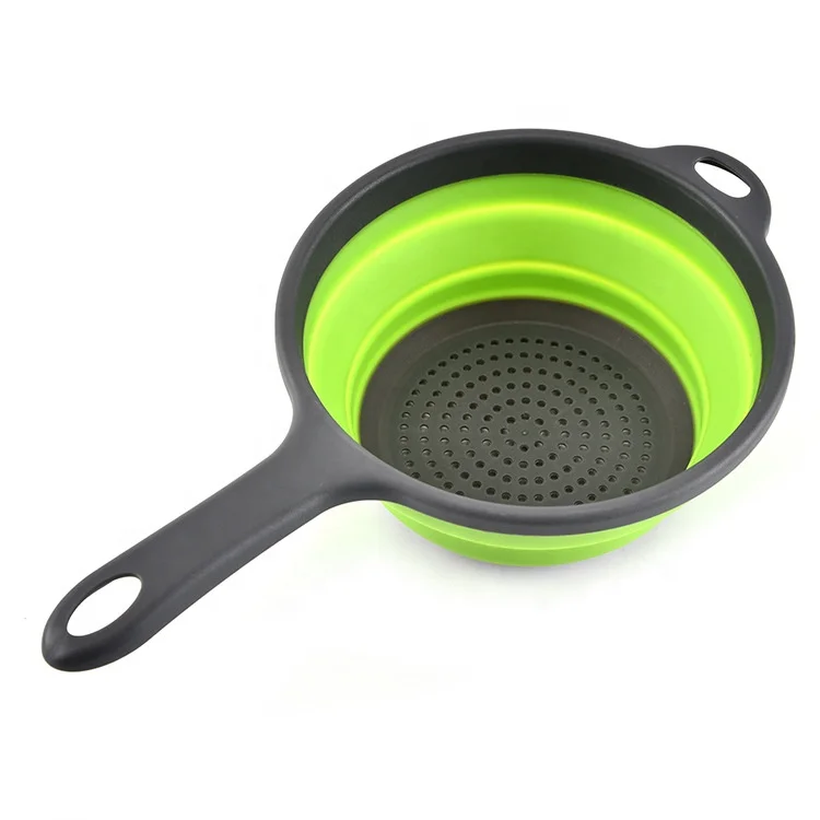 online Foldable Silicone Colander Fruit Vegetable Washing Basket Strainer With Handle Strainer Collapsible Drainer Kitchen Tools