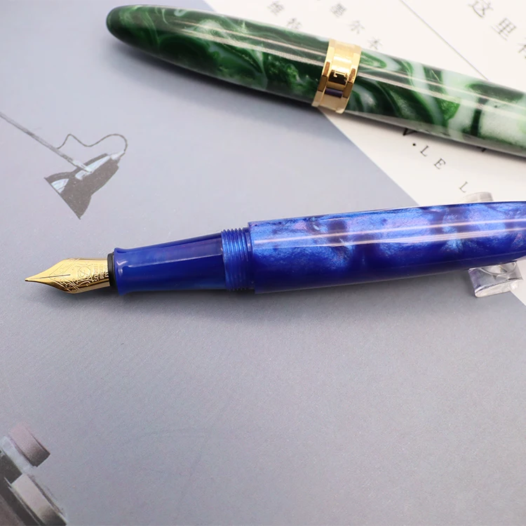 
Hot products Malaysia luxury promotion gift blue Acrylic logo pen luxury fountain pen 