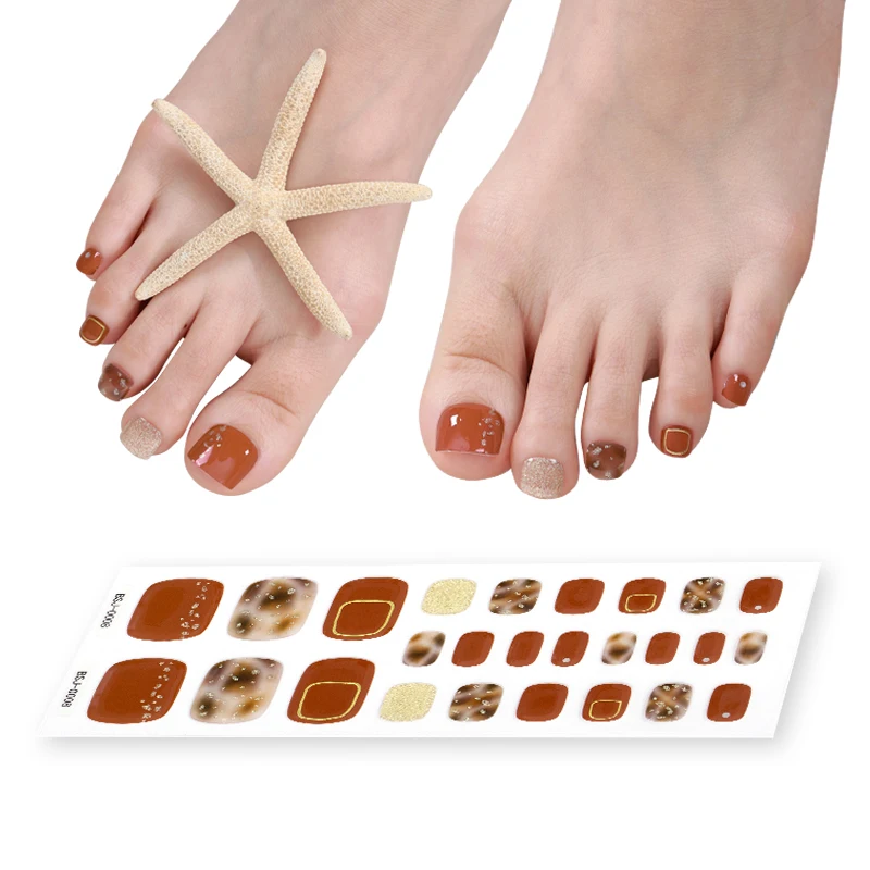 Wholesale Foot Gel Nail Wraps Semi Cured UV Gel Feet Nail Wrap Stickers