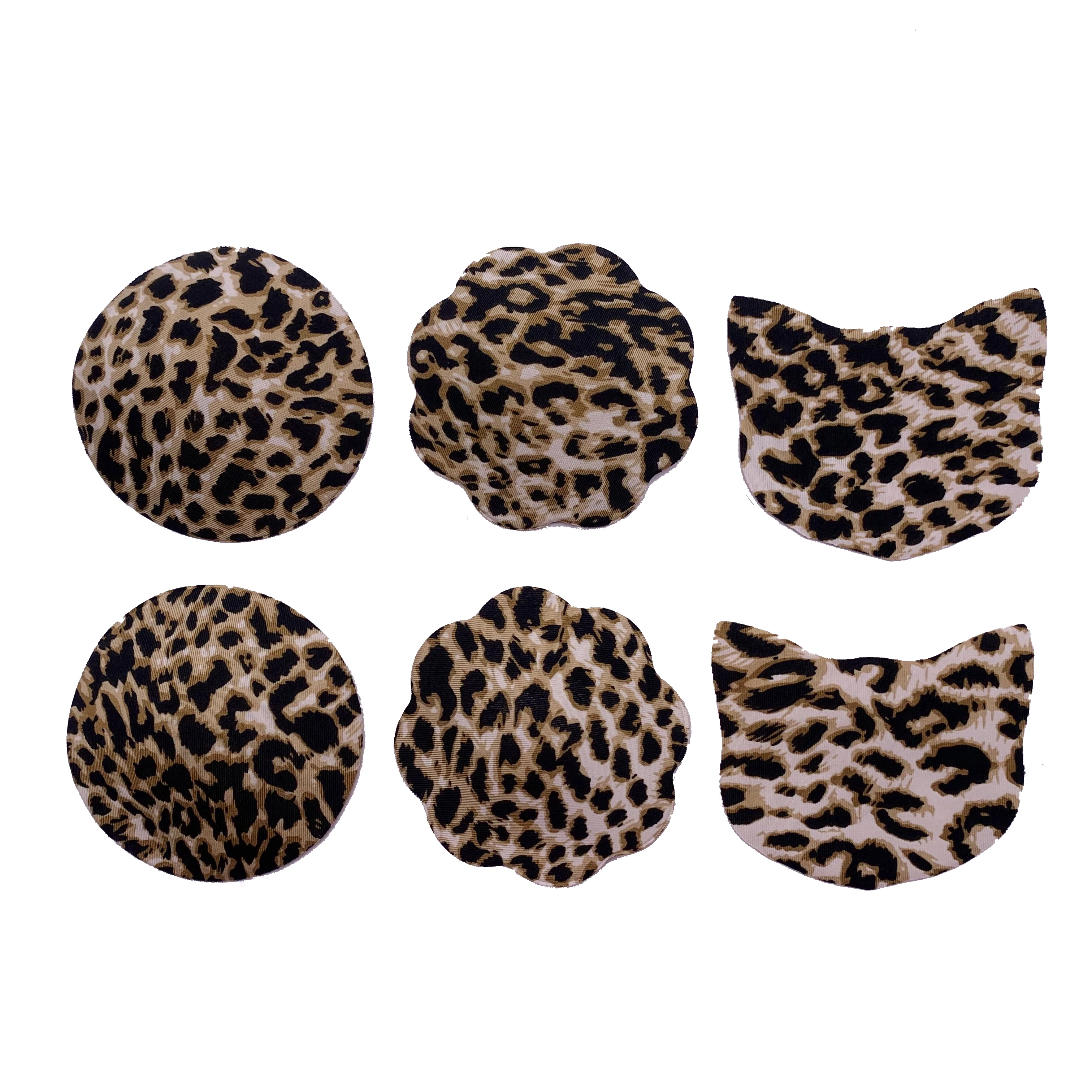 Sexy 3 Shapes Wholesale Pasties Sponge Breast Sticker Self Adhesive Leopard Print Nipple Cover For Women Reusable Medical Glue