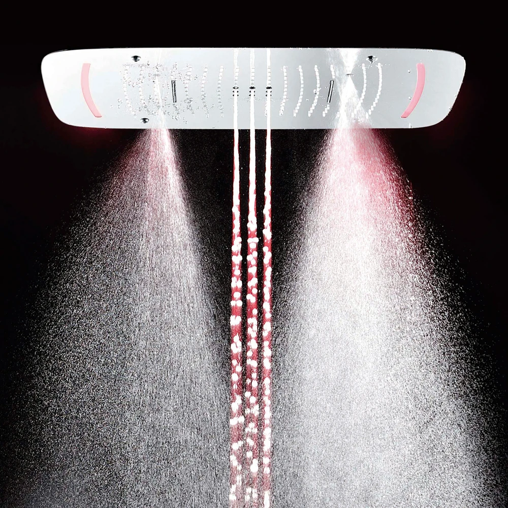 
Modern Big Showerhead 600 x 800 mm LED Waterfall Rainfall Shower Set , Hot and Cold High Flow Mixer Shower Bath 