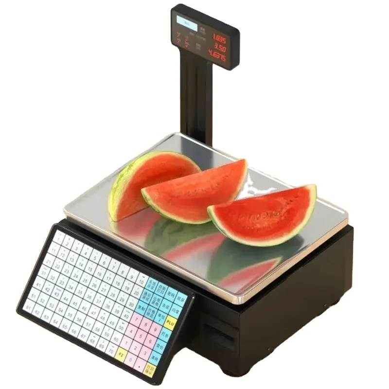 30kg Smart Scales Retail Shop Cash Register Price Computing Barcode Label Printer Digital Elecftronic Scale for Food Supermarket