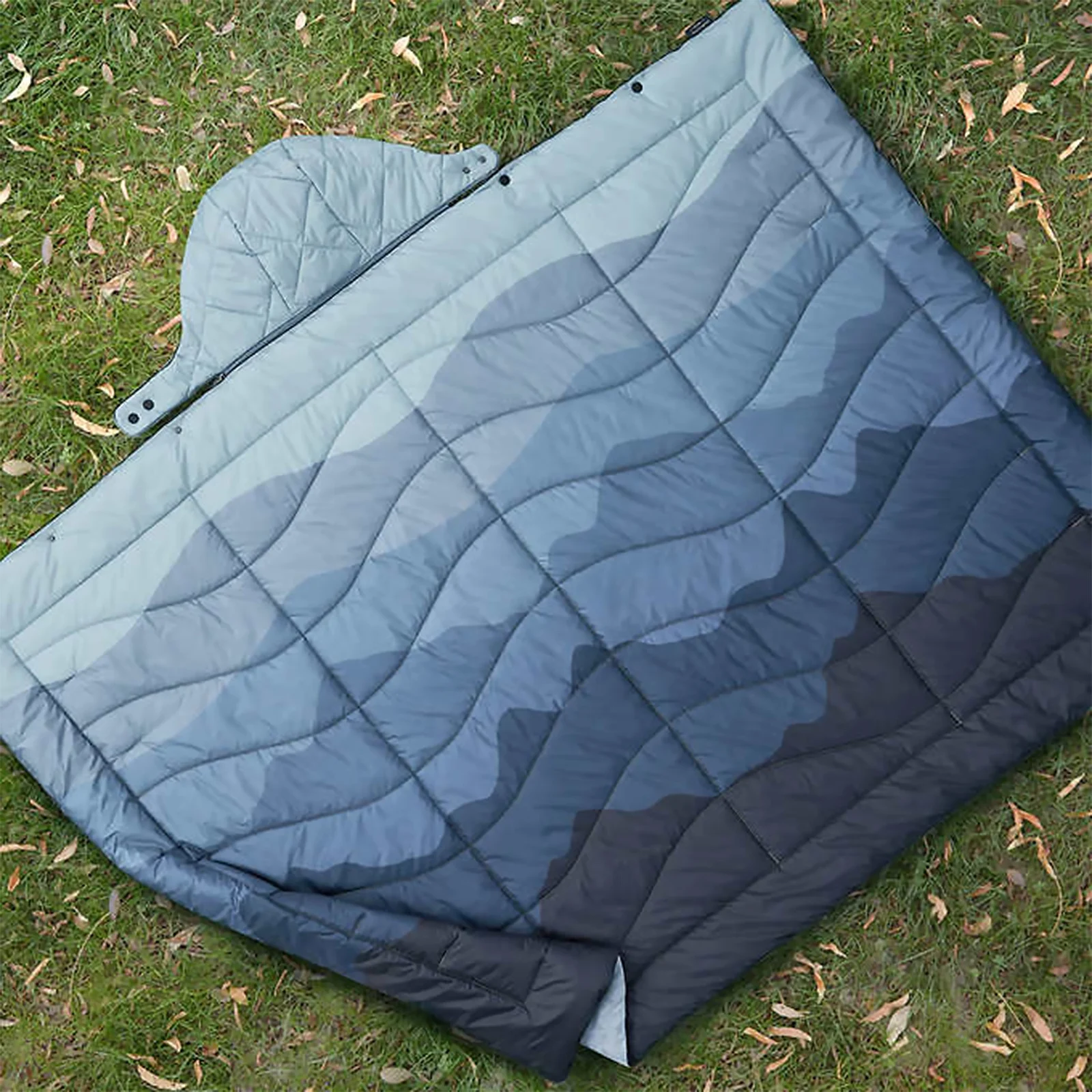 Beach fluffy sleeping bag poncho waterproof rain puffy poncho hooded camping travel poncho with handle