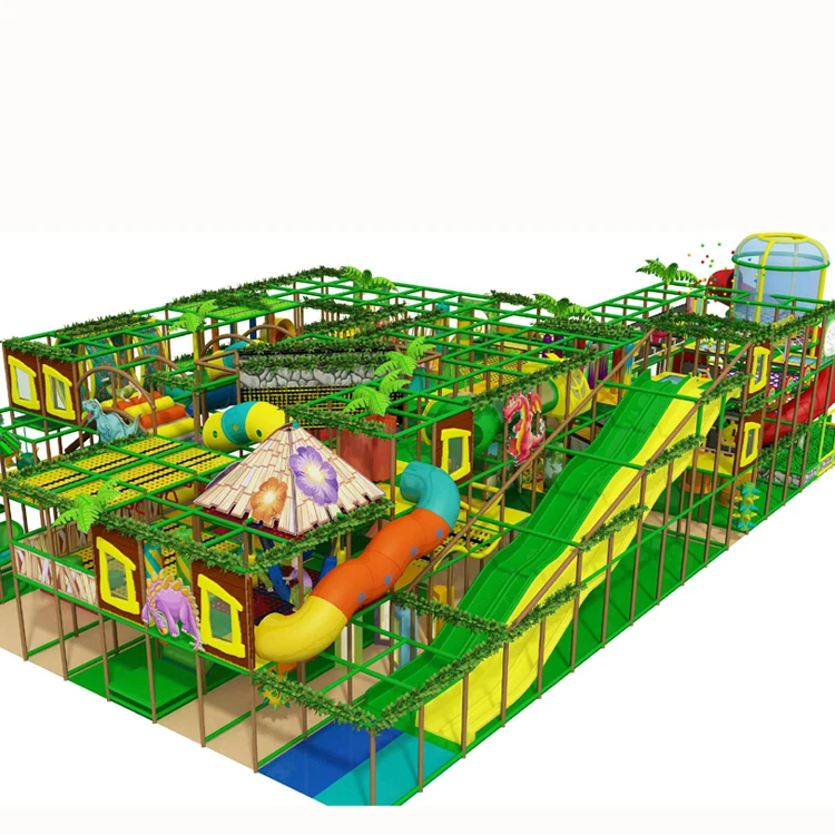 Interactive Indoor Commercial Athletic Playground Equipment for Kids Double Slide Park with Plastic Construction