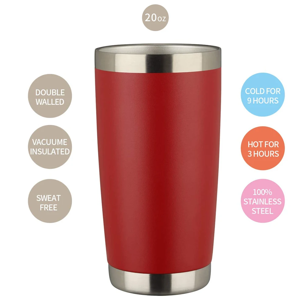2024 Wholesale Customizable 20oz Stainless Steel Travel Thermal Vacuum Coffee Mug with PP Lid Eco-Friendly Drinkware with Straw