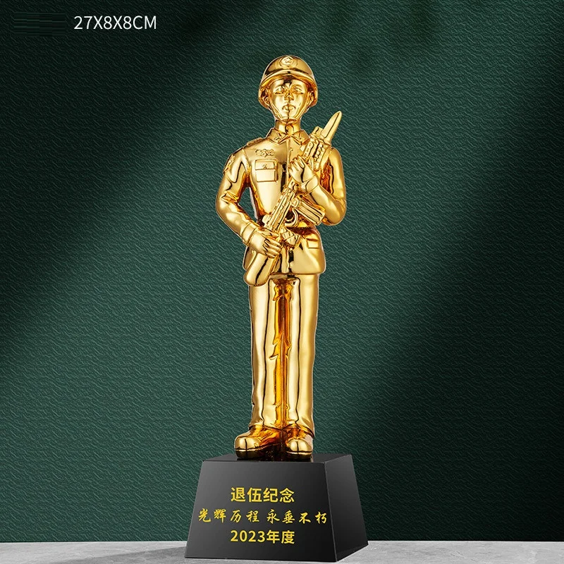 Hot Sale High Quality Wholesale Crystal Artifact Custom Soldier Retirement or Graduation Statue Gift