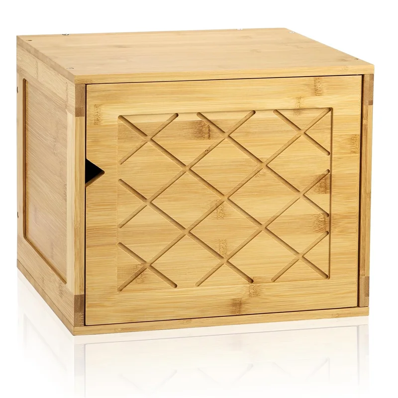 202412 Cube Storage Organizer Bamboo Cube Bookshelf Stackable Connect Storage Cube Cubby Organizer