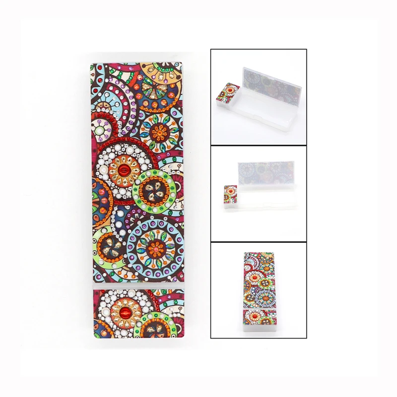 5d DIY 2 Grids Diamond Painting Pencil Case Mandala Special Shaped Diamonds Stationery Box