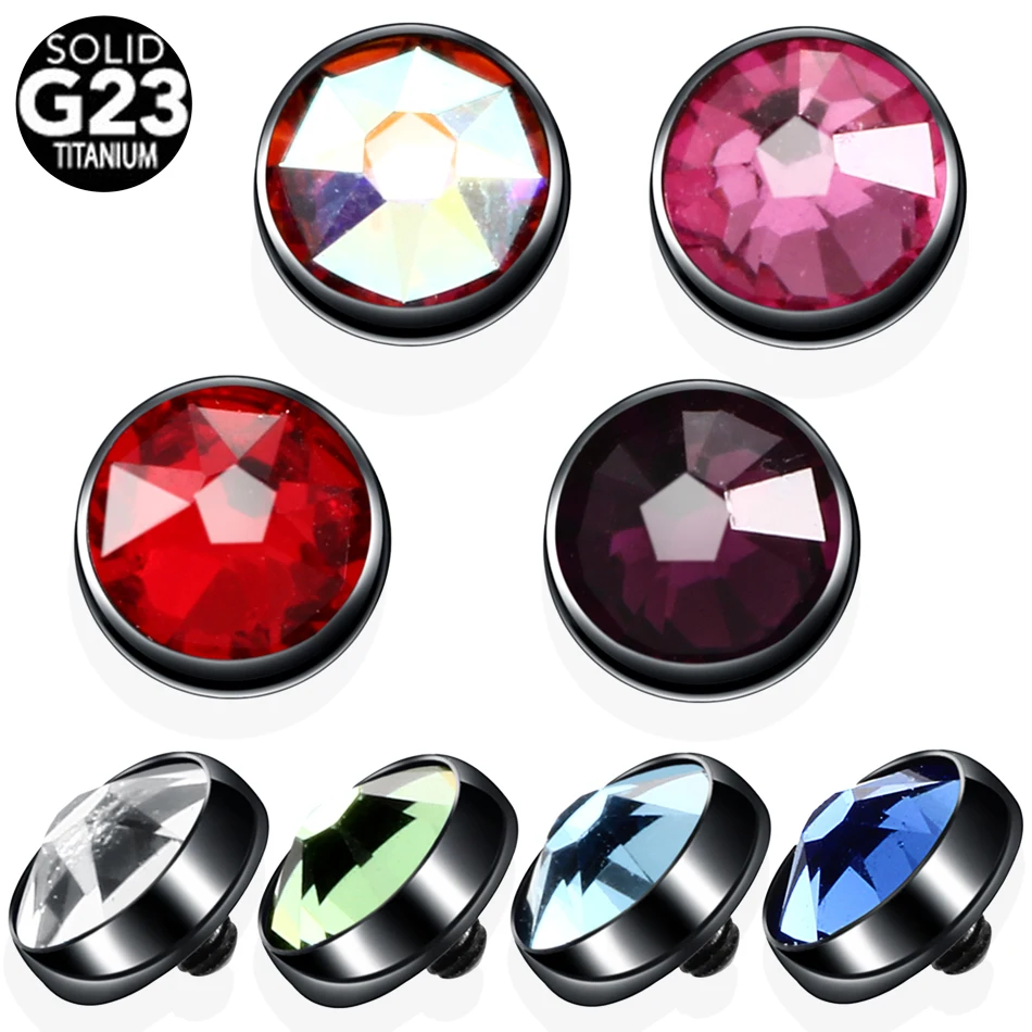 10pcs MOQ Titanium Internally Threaded Dermal Anchors Colorful Gems Dermal Top Micro Dermal Skin Diver Jewelry