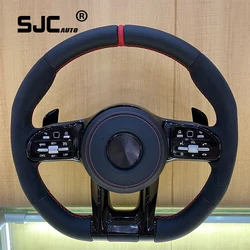 SJC Auto Fit for Benz Real Leather Steering Wheel E200  E300 E320 E350 E43 E63 Old Model to New Style Steering Wheel Alcantara