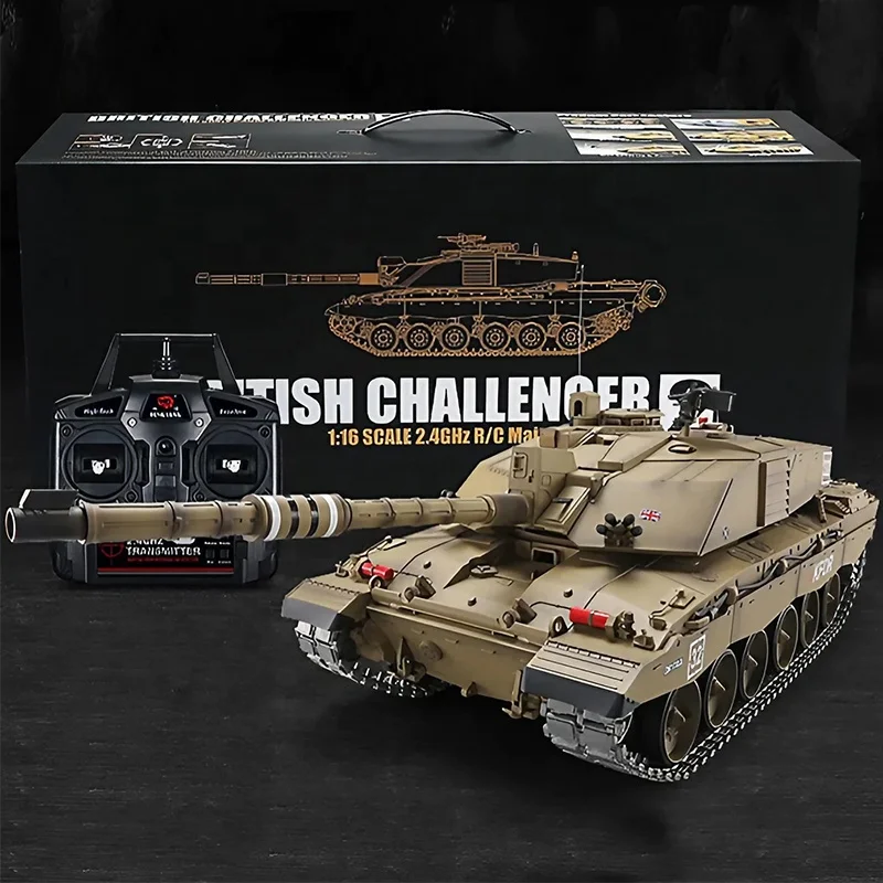Heng Long 3908-1 U.K Challenger 2 RC Main Battle Tank Toy 1:16 RTR 2.4G InfraRed IR Battle Airsoft Smoke Lights Sound Metal Pro