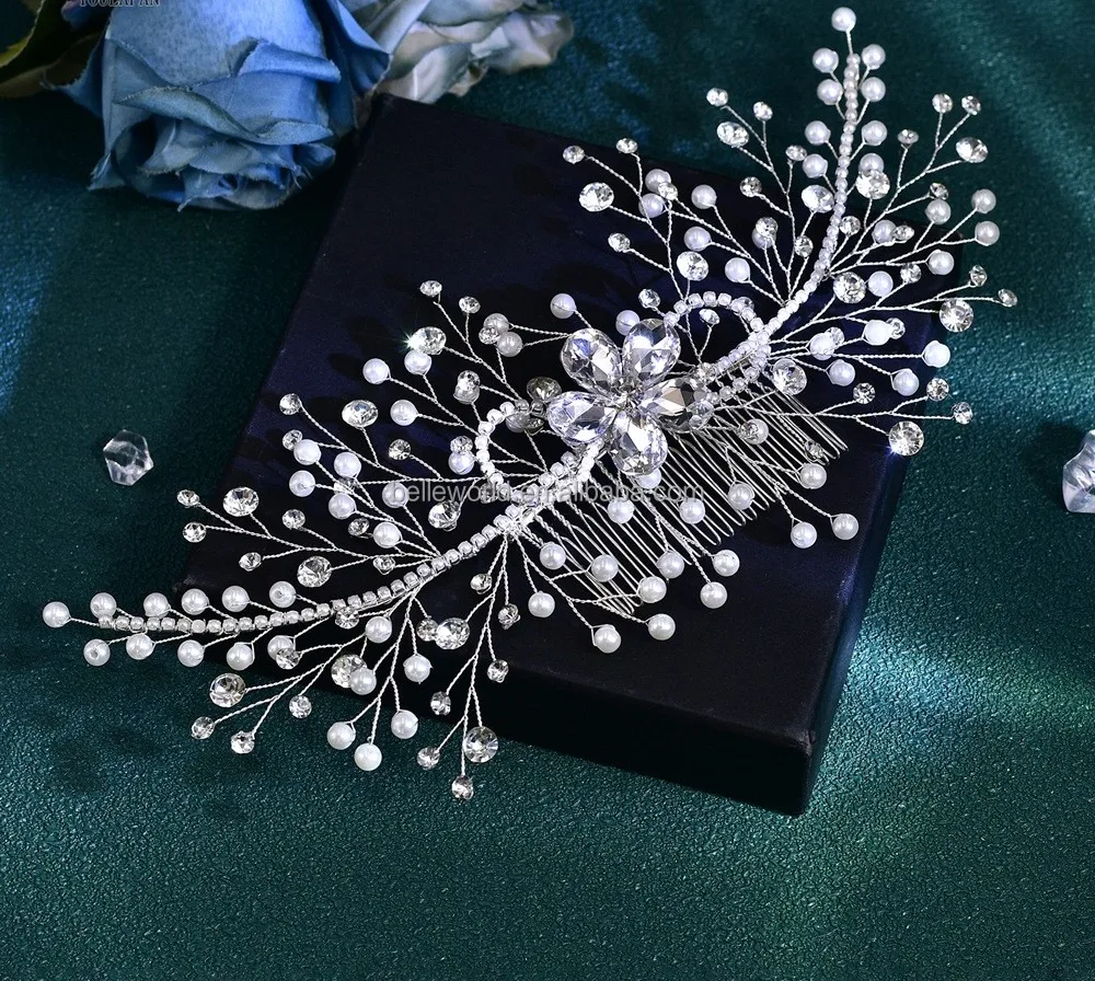 BELLEWORLD Luxury Rhinestone Bridal Hair Comb for wedding hair Accessory Crystal Hair pieces bow bridal accessories for wedding