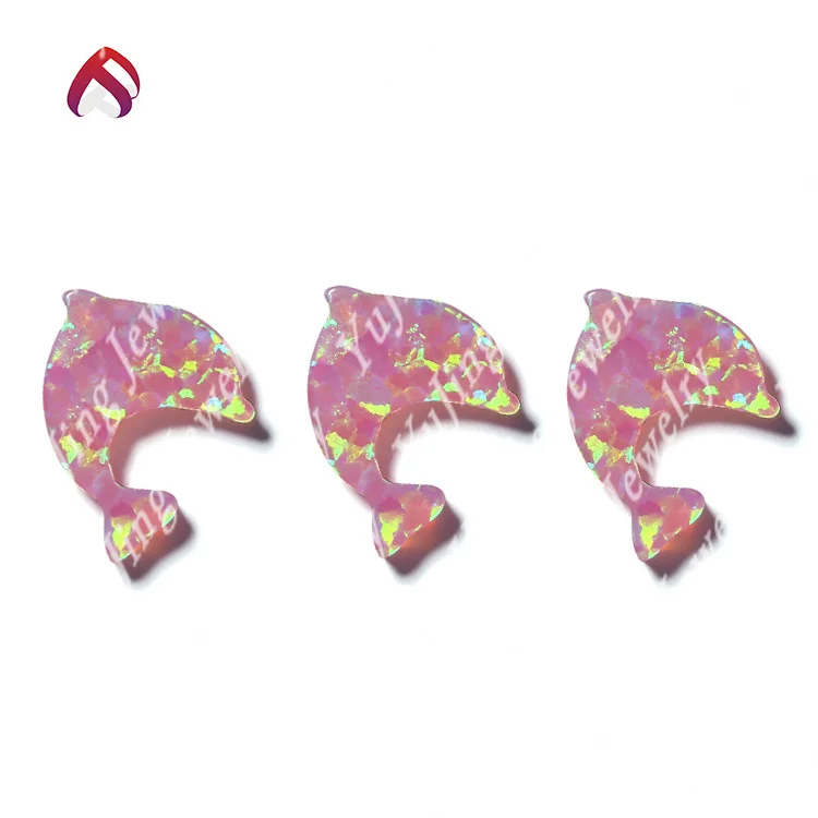 Animal Dolphin Shape Opal Jewelry Synthetic Gems Stone Charms Double Flat Blue fire Opal for Diy Jewelry