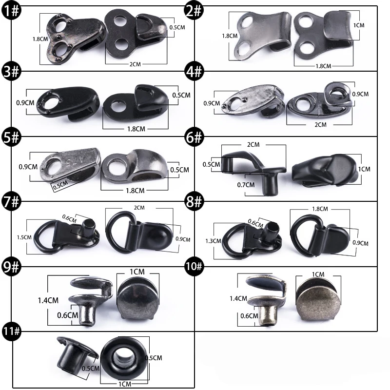 High quality Custom Size iron and brass Metal Shoelace Hook Speed Hook And Eyelet For Shoes