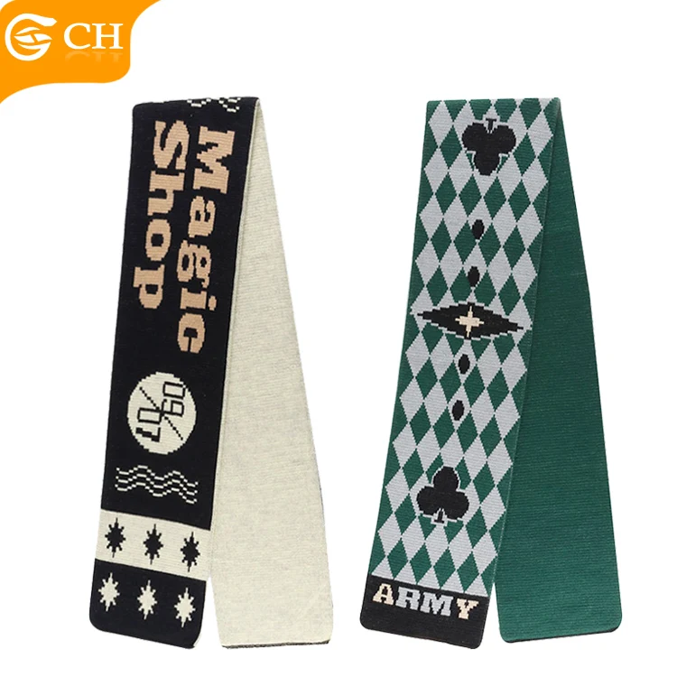 Professional Supplier Knitted Football Scarf Custom Good Quality Black Green Acrylic Winter Scarf Custom Logo Football Scarves