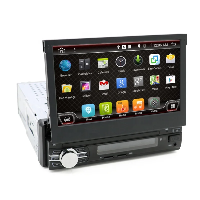 Car Stereo 1 Din Car Radio With 7 Inch Automatic Retractable Screen Support Mirror Link MP5 USB TF Card and Rear View Camera