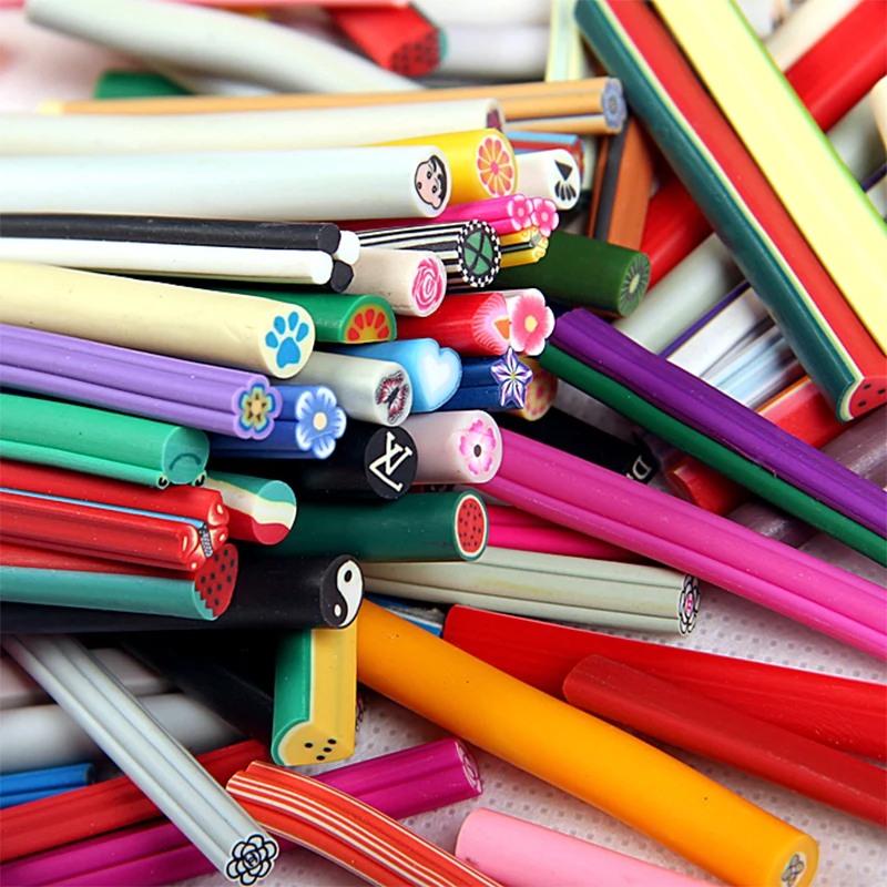 100Pcs/set Nail Art Decoration Cane fruit and flower Cutted canes Polymer clay Polymer clay strip Soft slice