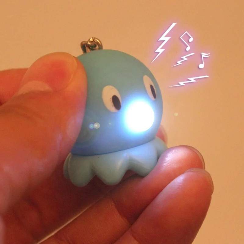 Personalized Custom Silicon Keychain Sound And Light Up Led Cute Octopus Keychain For Girl
