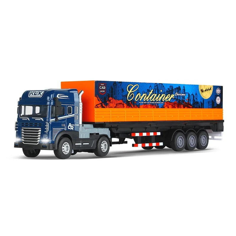 Simulated 1:24 alloy car kids model metal toy cars container truck toy diecast truck with light and sound
