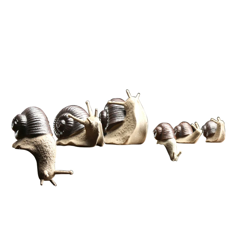 Simulation Animal Figurines Ceramic Small Snail Statue For Decoration