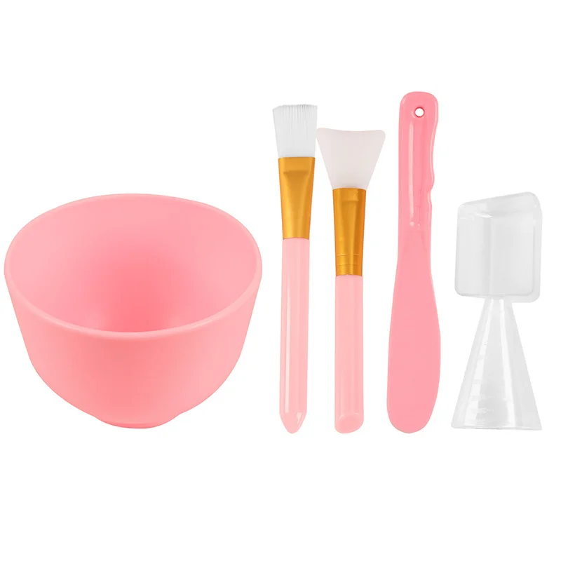 Wholesale 5 in 1 Cosmetic tools plastic diy face mask applicator brush facial mask bowl plastic cosmetic mixing bowl with brush