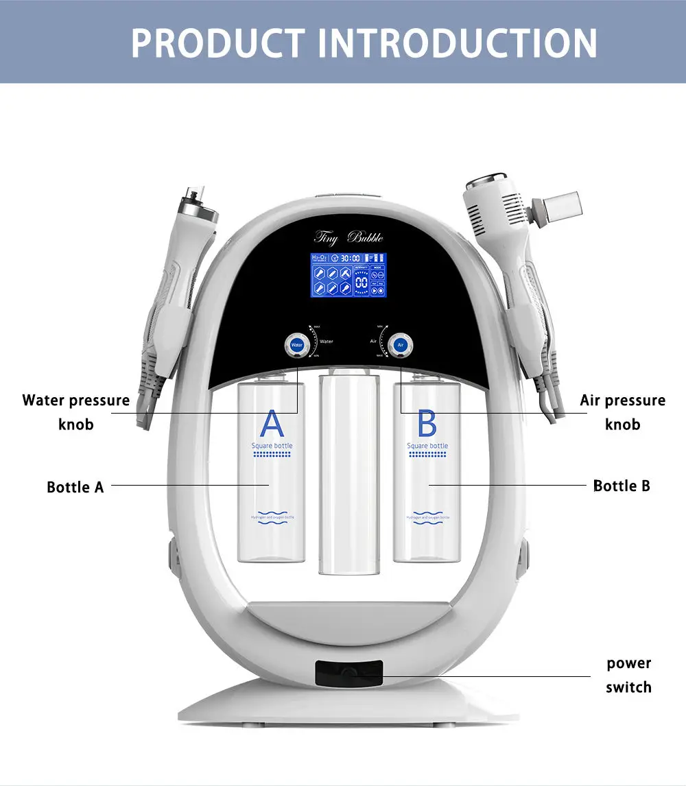 6 in 1 Dermabrasion Face Lifting Skin Care Facial Rejuvenation Microdermabrasion Water Multipolar Beauty Machine